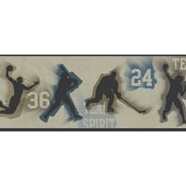 Brewster Tot46301b Glavine Grey Sports Figures Toss Border Wallpaper