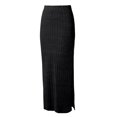 thumbnail image 4 of Wxolcjlv Women's Ribbed Knit Midi Skirt High Waist Side Slit Bodycon Midi Skirts, 4 of 4