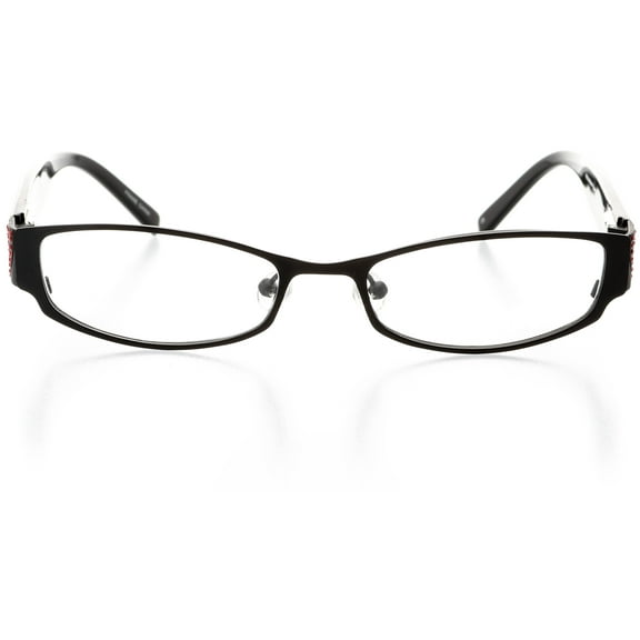Womens Optical Eyewear - Rectangle Shape, Metal Full Rim, Black
