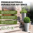 thumbnail image 6 of FIASON 2 Pack 21 Inch Light Gray Sand Tall Planters, Indoor Outdoor Textured Plant Pots with 2-in-1 Saucer & Drainage, Concrete Look Flower Pots for Patio Garden Living Room, 6 of 7