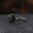 thumbnail image 4 of Gothic Black Onyx Engagement Ring- Princess Black Gemstone Wedding Ring in 14K Black Gold Vermeil, 4 of 6