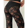 thumbnail image 4 of Women Rave Mesh Sheer Pants High Waist Floral See Through Lace Wide Leg Trousers, 4 of 6