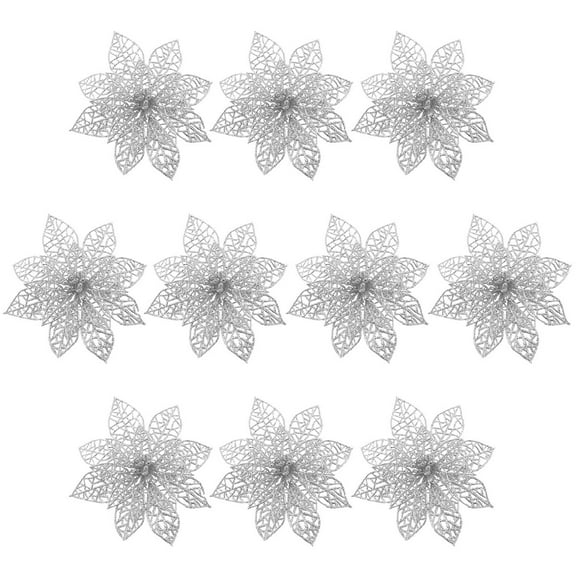 Poinsettia Artificial Christmas Flower Ornament for Xmas Tree Holiday Decor Seasonal Decoration