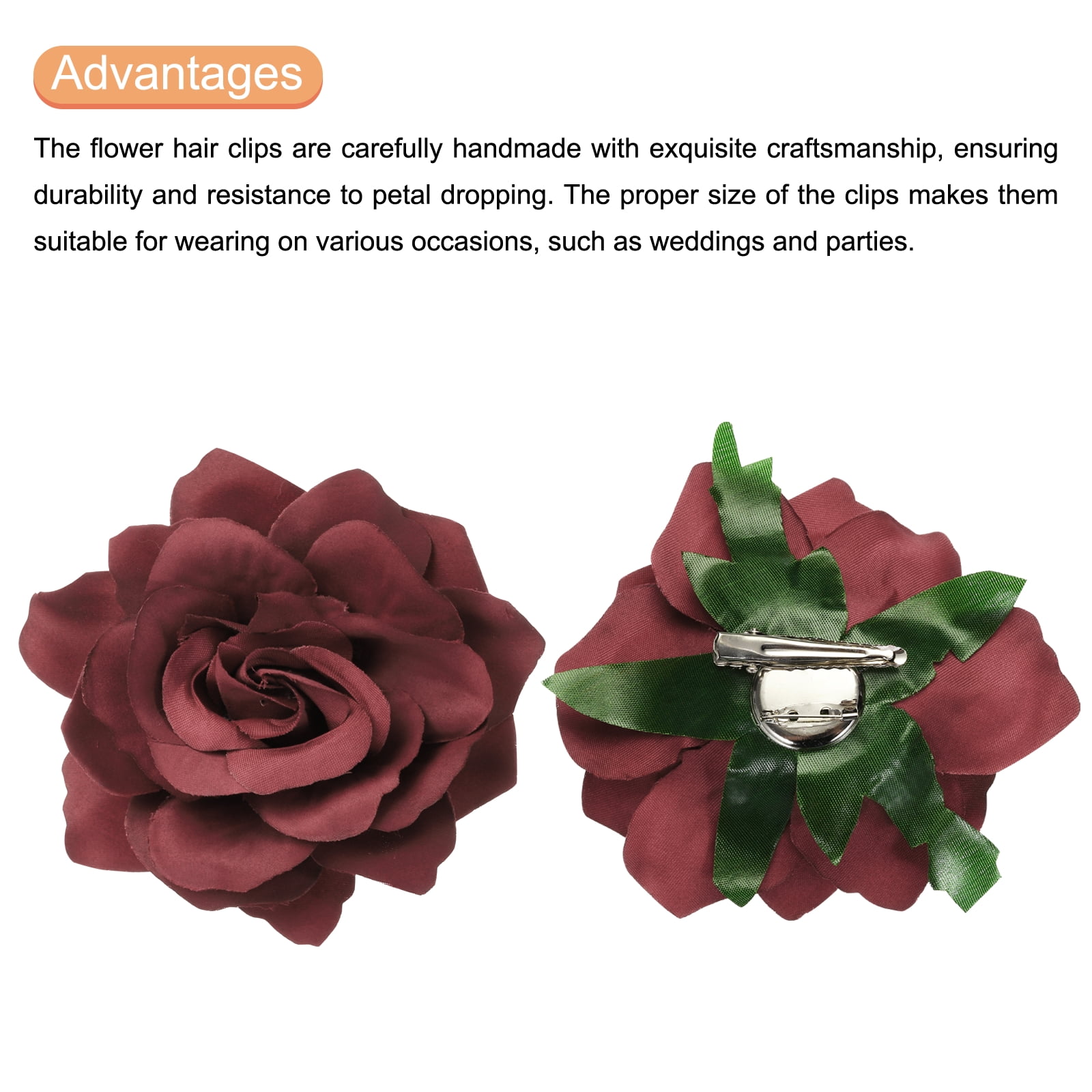Uxcell Set of 30 Rose Flower Hair Clips 4 Inch Flower Hair Pins for Women Hair Accessories