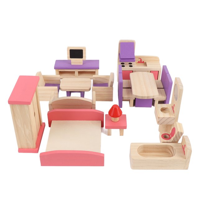 Small Furniture Toy Set, Danish Style Children Furniture Toy Vibrant for Children