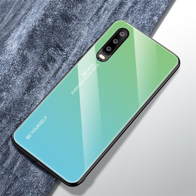 Huawei P20 P30 P40 Lite Pro Mate 10 20 30 Honor 20i Nova 5t 7i funda de teléfono móvil colores degradados p20pro p30pro p40pro aurora colorida moda única 9h carcasa dura Fivean unisex
