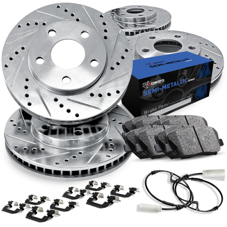 R1 Concepts Front And Rear Brake Kit For 2016-2019 BMW 750i, 2016-2018 BMW 750Li, 2019-2020 BMW X5| Blank Brake Rotors| Optimum OEP Brake Pads And Rotors Kit| Hardware Included