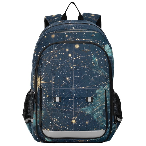 FORMRS Unisex School Backpack 17" Student Travel Bag with Laptop Compartment, Dark Star Map
