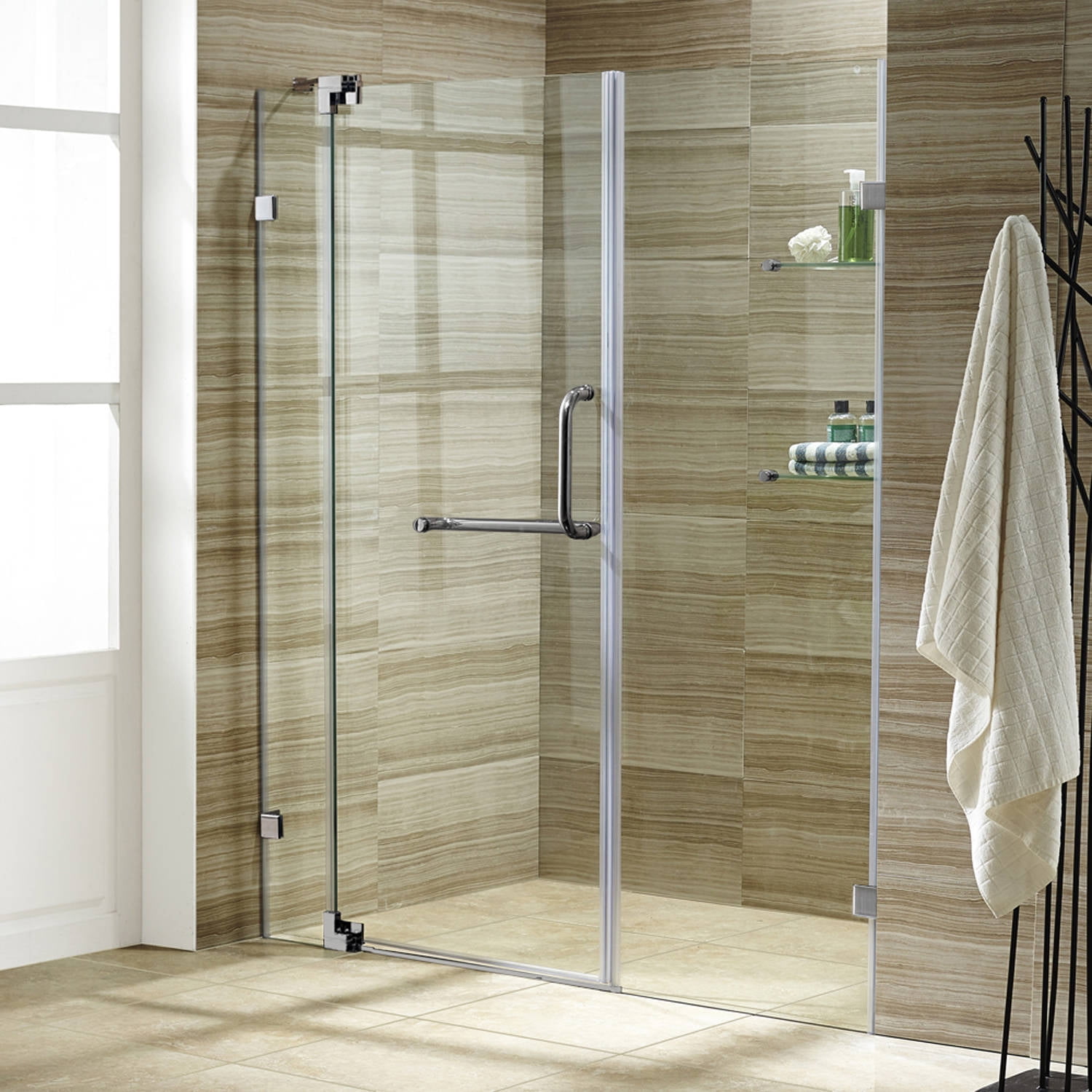 Vigo 54 Frameless Shower Door 3 8 Clear Glass Brushed Nickel