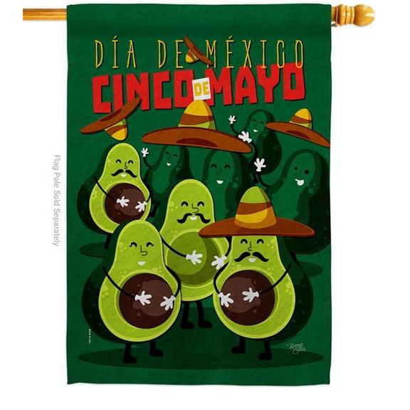 Breeze Decor H115234-BO Avocado Fiesta Summertime Cinco de Mayo 28 x 40 in. Double-Sided Decorative Vertical House Flags for Decoration Banner Garden Yard Gift