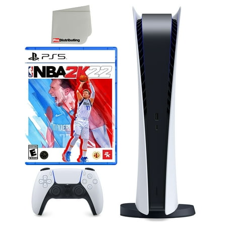 Sony Playstation 5 Digital Version with NBA 2K22 Standard Edition Bundle with Microfiber Cleaning Cloth