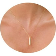 TRAHOO Dainty Gold Bar Necklace 14K Gold Plated Tiny Bar Pendant Necklaces Small Coin Choker Necklace For Women[L7697]