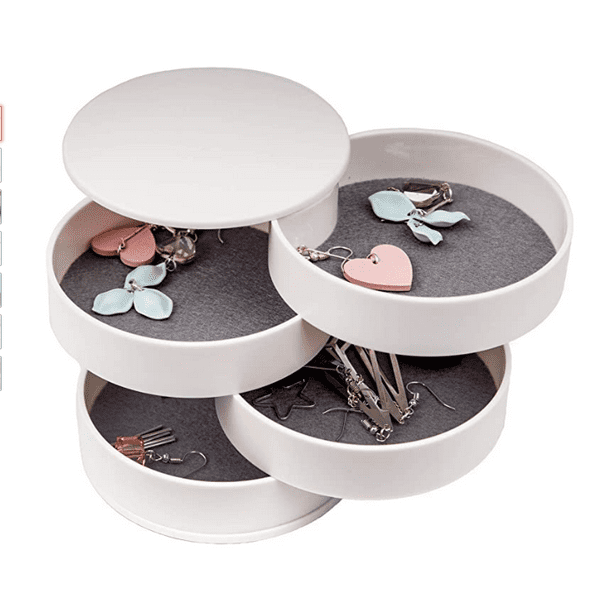 Durhf Jewelry Box Small Jewelry Box Round Shape Jewelry Box Fine Rotating Jewelry Organizer Tower With Lid Portable Jewelry Box For Cosmetic Organizer