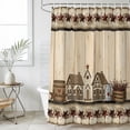 thumbnail image 2 of Small Stall Shower Curtain 48x72 Inch Narrow Half Size Barn Star Wooden Bath Curtains Bathroom Decor, Grey Farmhouse Berry Botanical Waterproof Fabric Shower Curtain Set with Hooks 48 Inch, 2 of 7