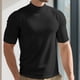 thumbnail image 3 of Blusa y camisa de manga corta con cuello alto y semiredondo para hombre, de poliéster, ajustada, de color liso, con base de vellón alemán, cuello alto y manga corta., 3 of 4