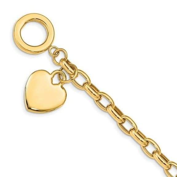 Finest Gold 14K Yellow Gold Heart Charm 7.5 in. Bracelet
