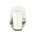thumbnail image 2 of BLISSFUL STEP Women's Clear Point Toe High Block Heel Mules Slides Sandals White 8.5, 2 of 8