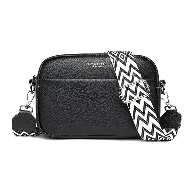 Women s Leather Wide Strap Handbag Shoulder Bag Modern bags with wide shoulder strap black handbags Walmart