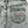 thumbnail image 5 of Women's High Waisted Knot Embroidered Denim Jeans Relaxed Fit, Straight Leg, Comfortable Denim for Casual Outings, 5 of 6