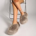 thumbnail image 3 of Primegos Women Fuzzy Mules Faux Fur Plush Slippers Fluffy Long Hair Slip-on Slides Non-Slip Home Shoes for Street Running Errands, 3 of 8