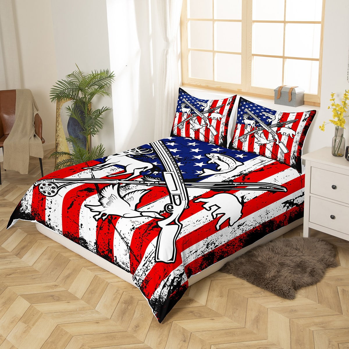  American Flag Comforter Set King for Boy Teens Bass