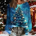 thumbnail image 4 of yardsong Imitation Knit Santa Sweaters for Women - Boat Neck Long Sleeve Christmas Holiday Ugly Reindeer Graphic Pullover Top Blue,XL, 4 of 6