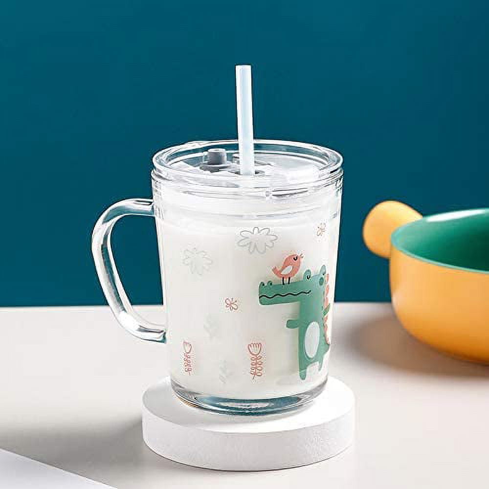 Danceemangoo Cute Crocodile Reusable Glass Cup Glass Tumbler with Straw. 10 oz, Size: One Size