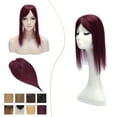 thumbnail image 1 of MY-LADY 100% Remy Human Hair Women Topper Hair Toppers Silk Base Hair Pieces Clip In Hair Topper with 3D Air Bangs 17 Colors 16inch #99J Wine red, 1 of 8