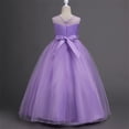 thumbnail image 5 of Miluxas Girl Lace Dress for Kids Wedding Pageant formal Party Long Gown Princess Maxi Tulle Dresses Purple 9-10 Years, 5 of 8