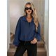 thumbnail image 4 of Chaqueta de Béisbol Holgada Informal con Cuello Alto, Cremallera y Dobladillo con Cordón Ajustable para Mujer. Azul Marino L, 4 of 9