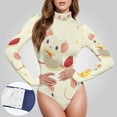 thumbnail image 3 of Cheese Mice Strawberries Women's Bodysuit Jumpsuit Mock Turtle Neck Long Sleeve TopsOne Piece Leotards Shirt Yoga Outfits, 3 of 8