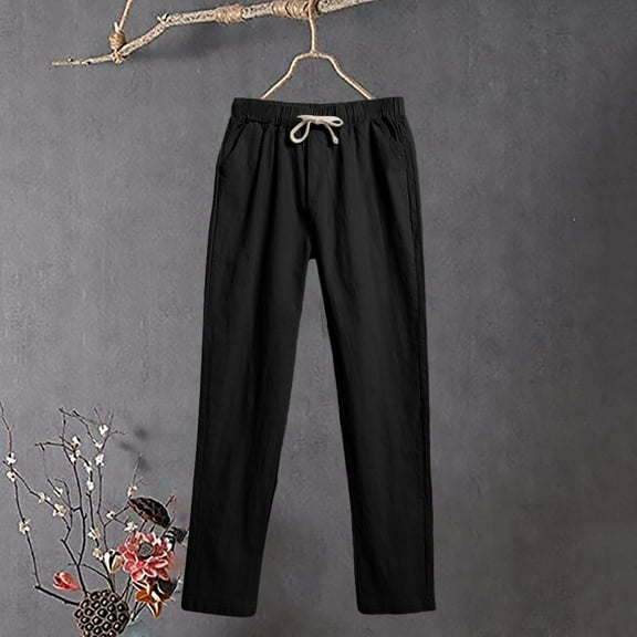 Akiihool Work Pants for Women Women's Quick Dry Lightweight Stretchy Hiking Golf Pants Drawstring Pocket Anytime Pants (Black,M)