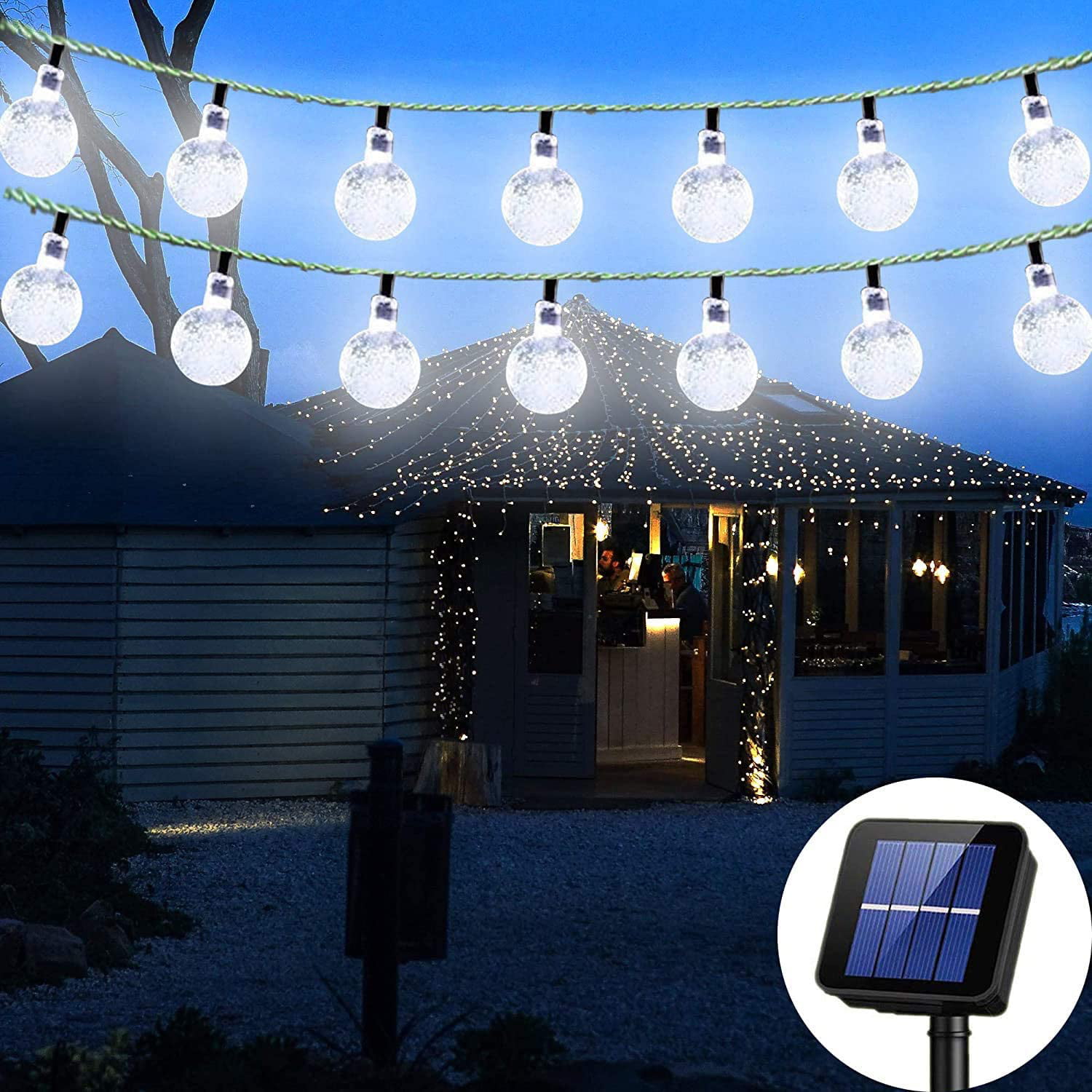 200-50 LED Solar Globe Bulb Ball Fairy String Lights Garden Outdoor Waterproof 