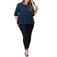 thumbnail image 2 of Unique Bargains Women's Plus 3/4 Puff Sleeve Tops Lace Ruffle Peplum Blouses 2X Navy Blue, 2 of 6