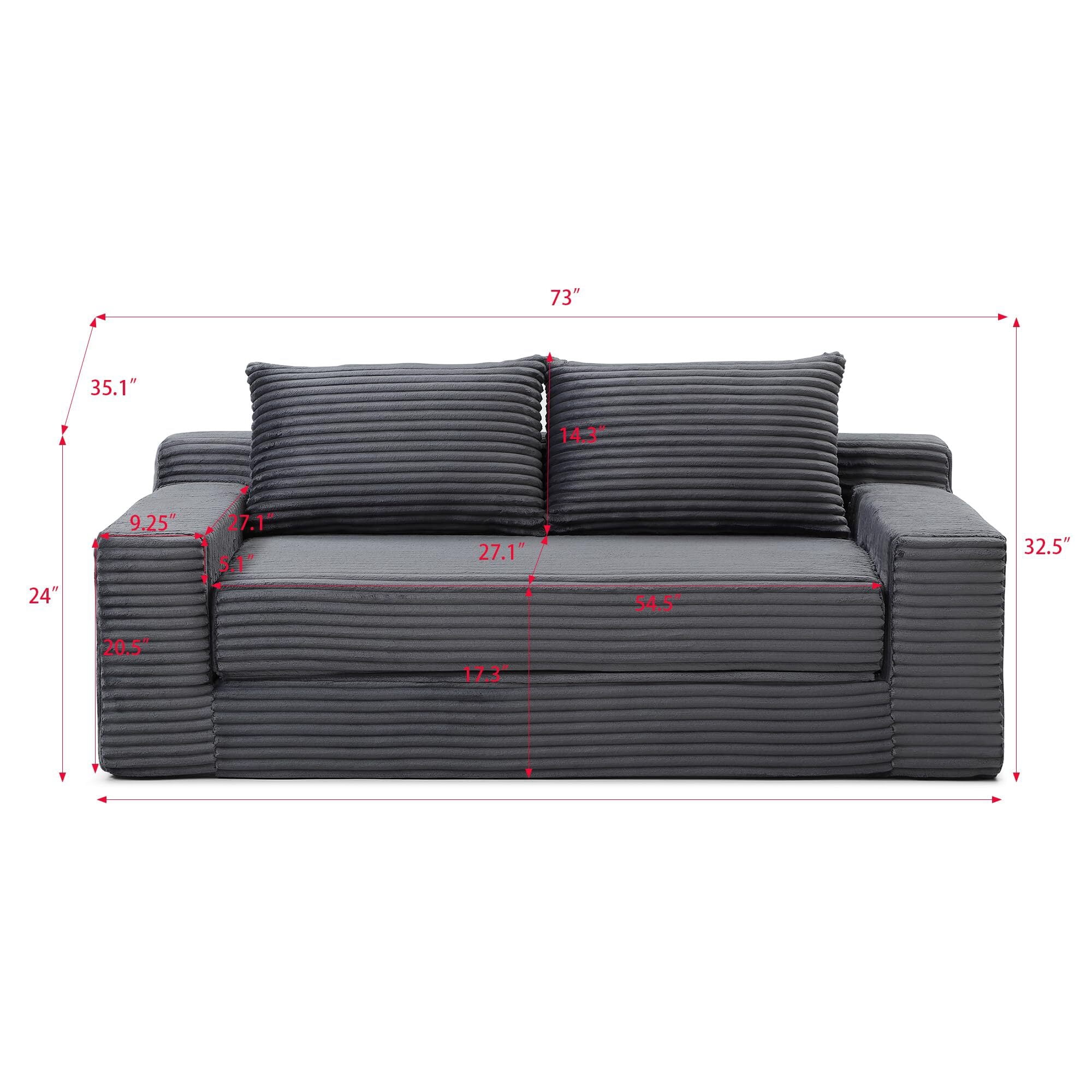 Howcool 132" Boneless Cloud Sectional Couches for Living Room, U Shaped Couch with Deep Seat Chaise, High Density Foam Compression Sofa