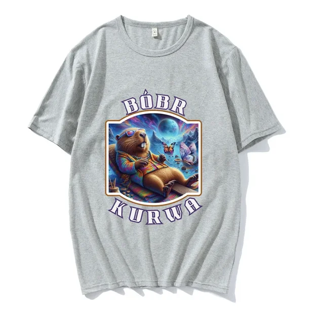 Camiseta Bober Kurwa Bobr, divertida camiseta con estampado de castor para hombre y mujer, moda hip hop, manga corta, holgada, cómoda de algodón.