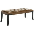 thumbnail image 3 of SAFAVIEH Tyler Rustic Curved Leather Tufted Bench, Saddle, 3 of 11