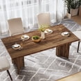 thumbnail image 3 of Fnova 63" Rectangular Modern Dining Table, Wooden Modern Kitchen Table for 6 People for Dining Room, Dark Brown (Chairs Not Included), 3 of 14