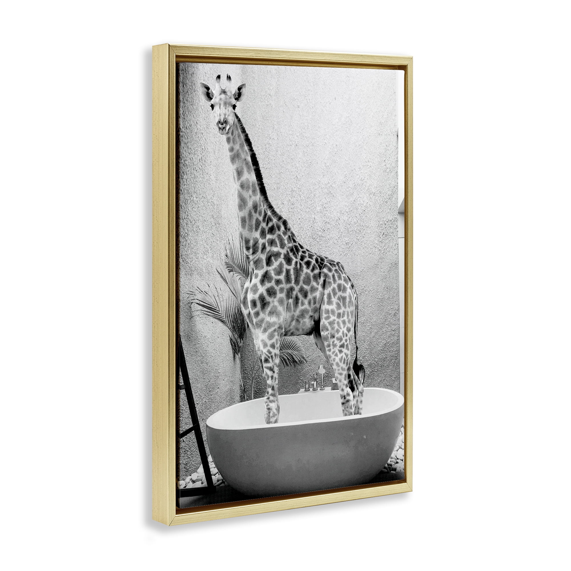 Stupell Industries Safari Bath Standing Tall Gold Framed Floater Canvas Wall Art, design by SD Graphics Studio
