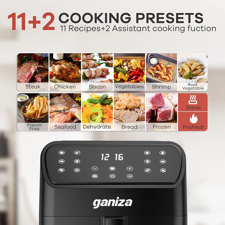 Air Fryers Oven, GANIZA 6 Quart Oilless Air Fryer with Visible Cooking  Window, One-Touch Screen with 13 Functions, Nonstick and Dishwasher-Safe