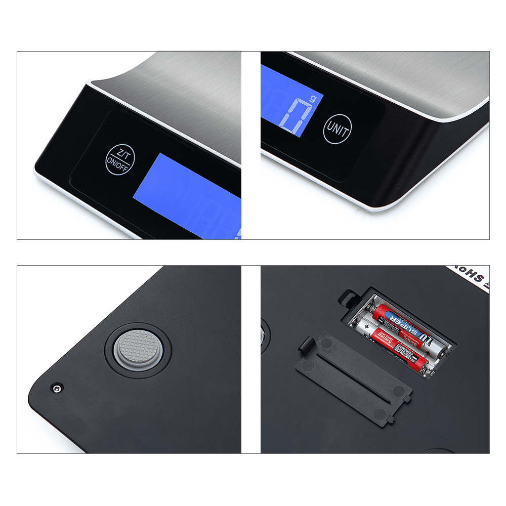 Food Scale, Kitchen Scale, MULISOFT Food Scales for Kitchen, LCD Display in Grams, Ounces, Pounds, Kilogram, Milliliter, Stainless Steel, 7 Units with Tare Function