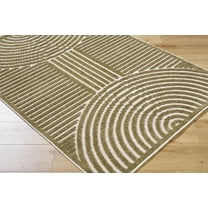 Hauteloom Deron Living Room, Bedroom Machine Washable Area Rug - Contemporary - Olive, White - 5' x 7'2"