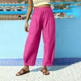 thumbnail image 3 of juhao Womens Linen Wide Leg Pants Casual Loose Elastic Waisted Barrel Beach Palazzo Pants with Pockets Loose Fit Lightweight Baggy Pants, 3 of 5