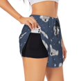 thumbnail image 3 of Running Shorts for Women, Gray-Blue Koala Print Workout Athletic Shorts with Pockets, Lounge Yoga Shorts Women, 3 of 7