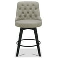 thumbnail image 3 of CHITA 26 inch Swivel Upholstered Counter Height Bar Stools with Tufted Back Set of 2, Faux Leather in Stone Gray, 3 of 8