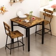 thumbnail image 3 of MIERES Counter Height Dining Set for 3 Piece,Small Kitchen Table Set with Storage Shelf, Farmhouse Bar Table Set for Small Spaces, Dining Room, Kitchen, Rustic Brown, 3 of 9