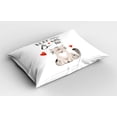 thumbnail image 2 of Ambesonne Valentines Day Pillow Sham 2 Pack, Cartoon Cat, 26"x20", Warm Taupe Vermilion, 2 of 3
