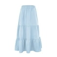 thumbnail image 3 of DuoJiaJ Women’s Summer Flowy Tiered A-Line Maxi Skirt 2026 Fashion Trendy Elastic Waist Pleated Long Beach Skirt Blue XXL, 3 of 4