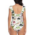 thumbnail image 6 of Yiaed Dinosaur Print Women's Ruffled One Piece Swimsuit V Neck Swimwear Slimming Monokini for Woman-Medium, 6 of 8