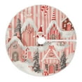 thumbnail image 6 of Yayeee Christmas Tree Skirt 47 inches for Xmas Tree Holiday Party Decoration, Light Pink Gingerbread Houses, 6 of 6